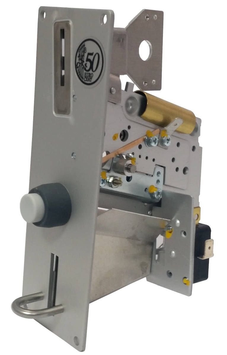 Mech. Münzprüfer mit Mikroschalter • Typ 310 • Alu-Frontplatte 150 x 50 mm • 50 Cent