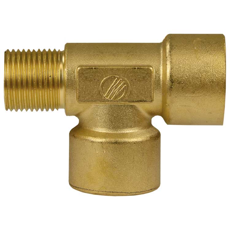 T-Stück 3/8" AG : 1/4" IG : 3/8" IG • Messing • max. 350 bar