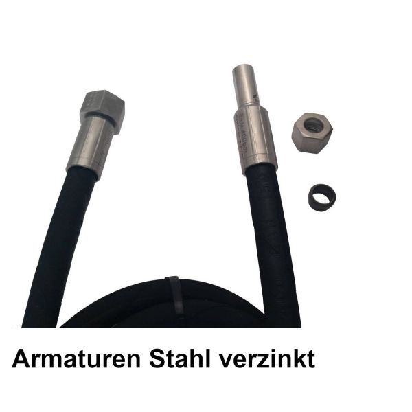 Hochdruck-Schlauch für Mosmatic Deckenkreisel 165 cm • Armaturen Stahl verzinkt • ohne Feder