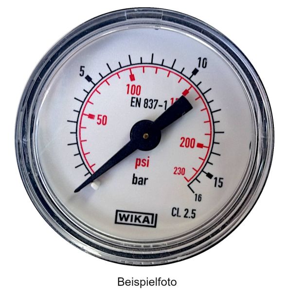 Manometer • 40 mm • 0-6 bar • 1/4" hinten • Kunststoff • Typ WIKA