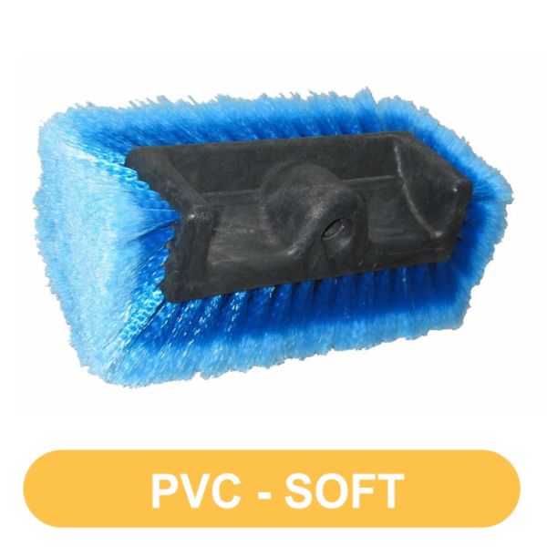 Winkelbürste SOFT • PVC • Bürstenkörper 200 mm • mit Kantenbesatz und Wasserdurchlauf