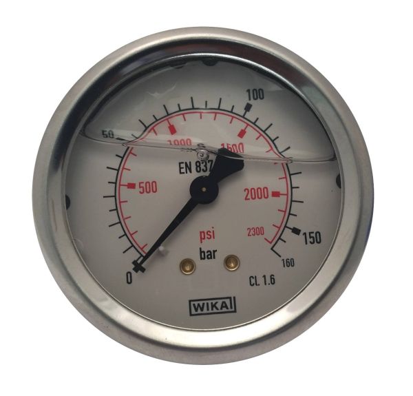 Manometer • 63 mm • 0 - 160 bar • 1/4" hinten • Edelstahl
