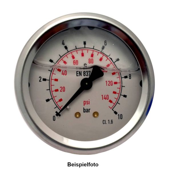Manometer • 63 mm • 0-10 bar • 1/4" • hinten • Edelstahl