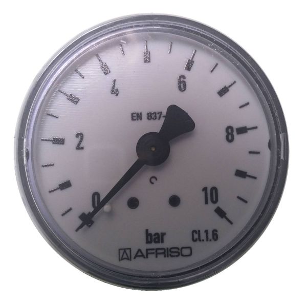 Manometer • 50 mm • 0 - 10 bar • 1/4" hinten • Kunststoff