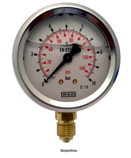 Manometer • 63 mm • 0 - 16 bar • 1/4" unten • Edelstahl