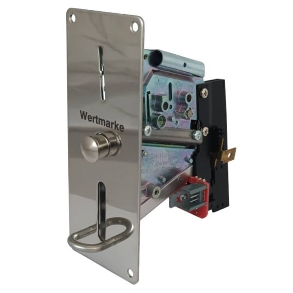 Mech. Münzprüfer m. Lichtschranke • Typ EMS 55/56/57/81 • VA-Frontplatte 129 x 52 mm • J2500200MR-LL