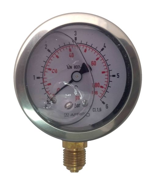 Manometer • 63 mm • 0 - 6 bar • 1/4" unten • Edelstahl