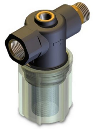 Wasserfilter klein • 1/2" IG AG mit 1/4" Bypass-Anschluss • für Filtersieb 27 x 90 mm